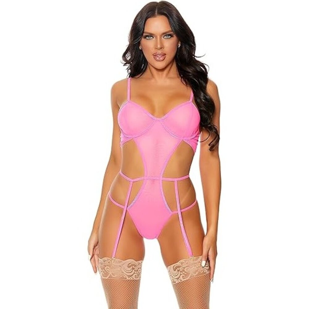 FORPLAY FEELS SO BRIGHT NEON GARTERED TEDDY SMALL